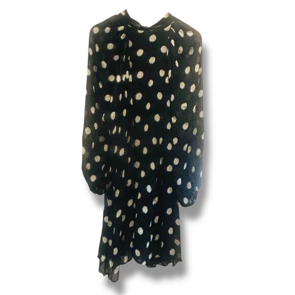 Anthropologie Maeve Black White Polka Dot Midi Dress Sheer Lined Plus Size 1X - Picture 11 of 16